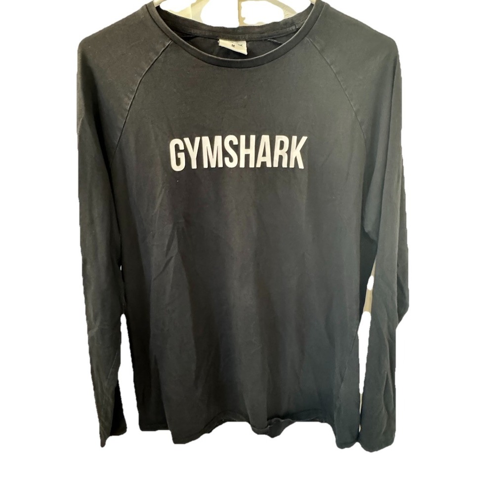 Gymshark Men's Size Medium Apollo Long Sleeve Black Crewneck Athletic Spellout‎